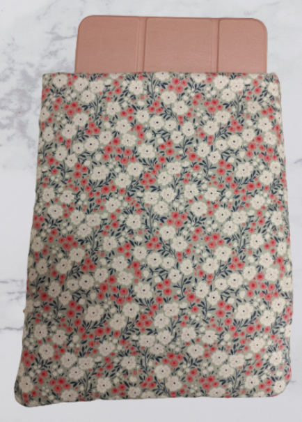Handmade Fabric Book Sleeve / Kindle Case / Tablet Case - Grey Flower Print 2