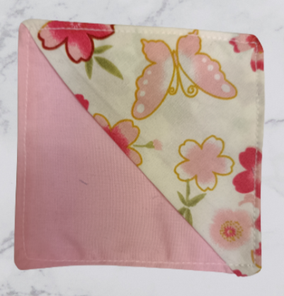 Handmade Fabric Corner Bookmark - Cream & Pink Flower Print