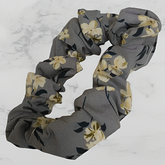 Scrunchie - Blue with Cream Flower