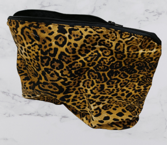 Handmade Fabric Large Toiletries Bag - Leopard Print