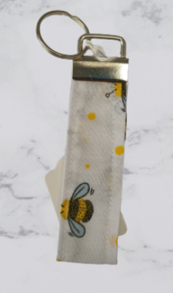 Handmade Fabric Small Key Fob - Bumble Bee With Yellow Spots Print