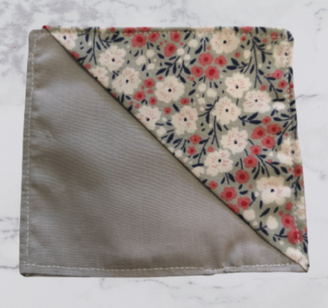 Handmade Fabric Corner Bookmark - Grey Flower Print