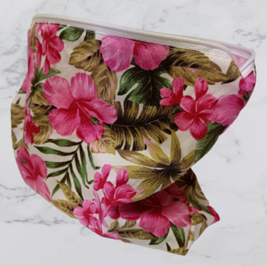 Handmade Fabric Large Toiletries Bag - Pink Flower Print