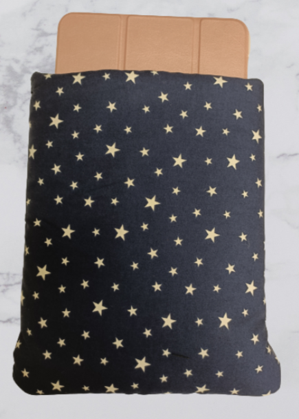 Handmade Fabric Book Sleeve / Kindle Case / Tablet Case - Navy & White Stars Print 2