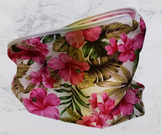 Handmade Fabric Large Toiletries Bag - Pink Flower Print