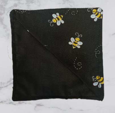 Handmade Fabric Corner Bookmark - Black Bumble Bee Print