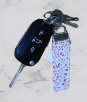 Handmade Fabric Small Key Fob - Ditsy Floral Print With Keys