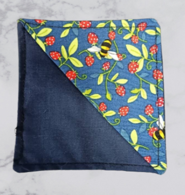 Handmade Fabric Corner Bookmark - Navy Bumble Bee Print