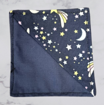 Handmade Fabric Corner Bookmark - Navy Shooting Stars Print