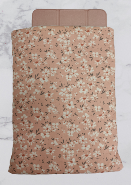 Handmade Fabric Book Sleeve / Kindle Case / Tablet Case - Peach Flower Print 2