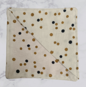 Handmade Fabric Corner Bookmark - White With Navy & Gold Spots Print
