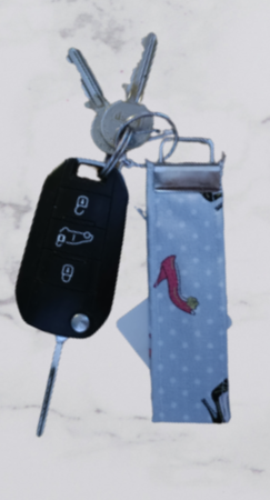 Handmade Fabric Small Key Fob - Shoe Print With Keys