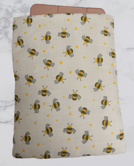 Handmade Fabric Book Sleeve / Kindle Case / Tablet Case - Bumble Bee With Yellow Spots Print 2