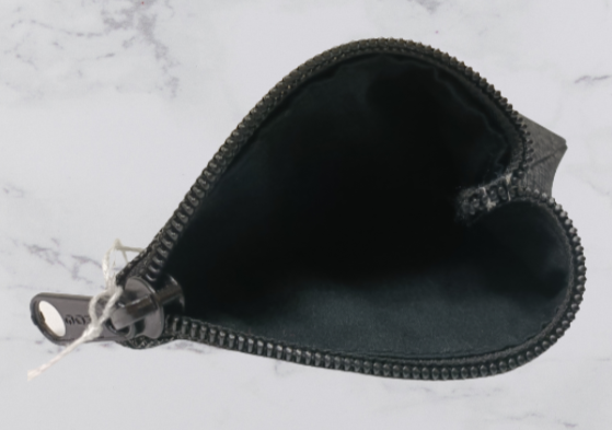Handmade Fabric Zipped Pouch - Black & Silver Print (Inside)