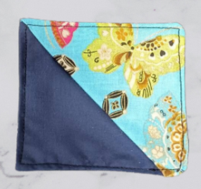 Handmade Fabric Corner Bookmark - Blue Butterfly Print