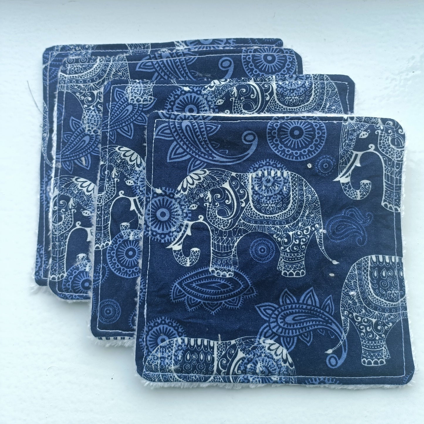 Reusable Eco-Friendly Face Wipes with Bamboo Towelling - Navy Elephant