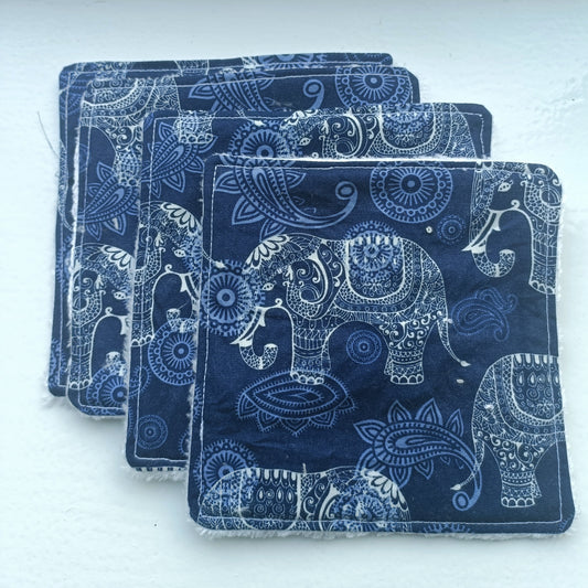 Reusable Eco-Friendly Face Wipes with Bamboo Towelling - Navy Elephant