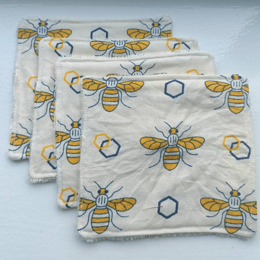 Reusable Eco-Friendly Face Wipes with Bamboo Towelling - Cream Bumblebee