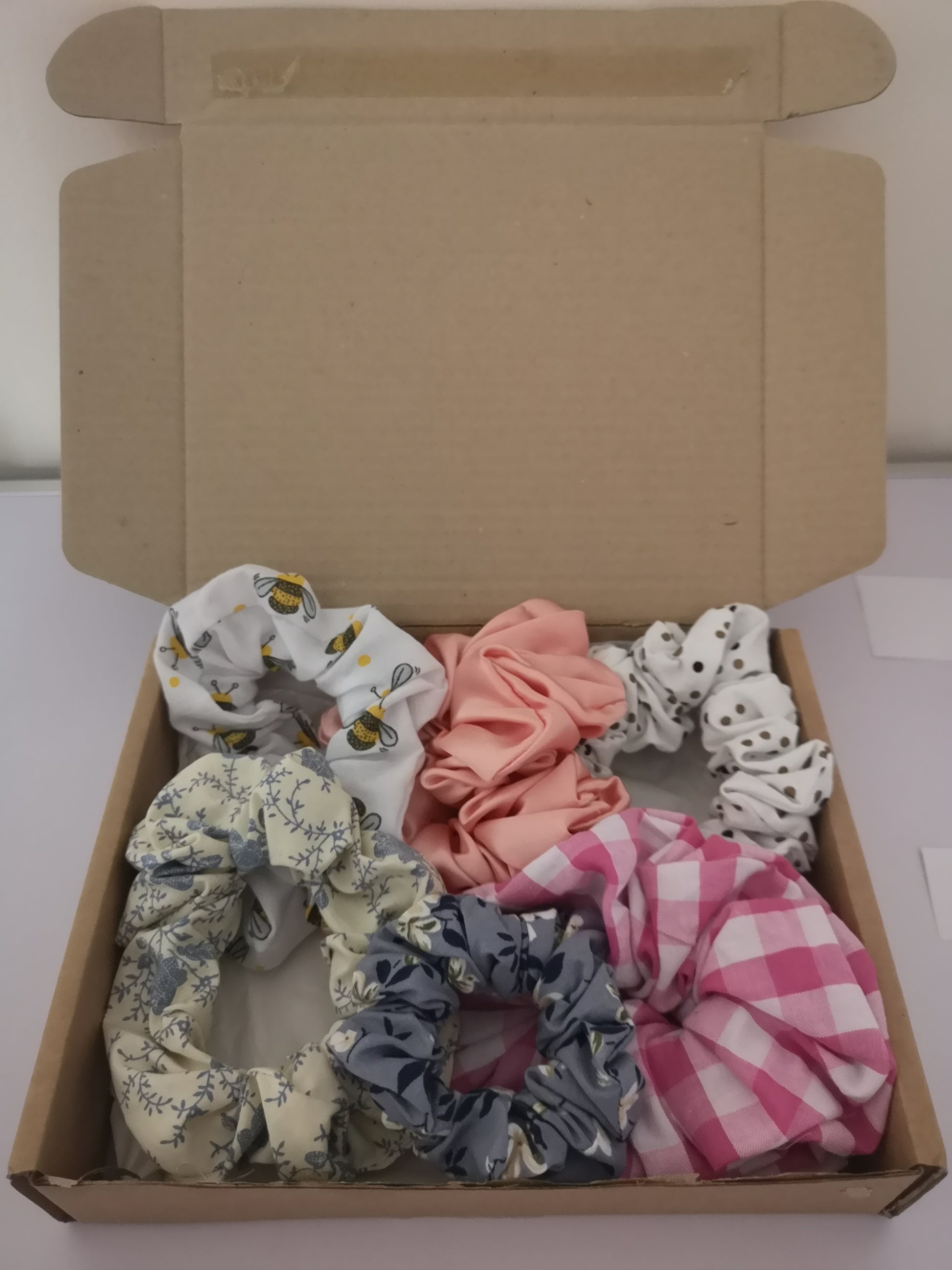 Handmade Fabric Mystery Scrunchie Box Containing Some Of Our Scrunchie Range